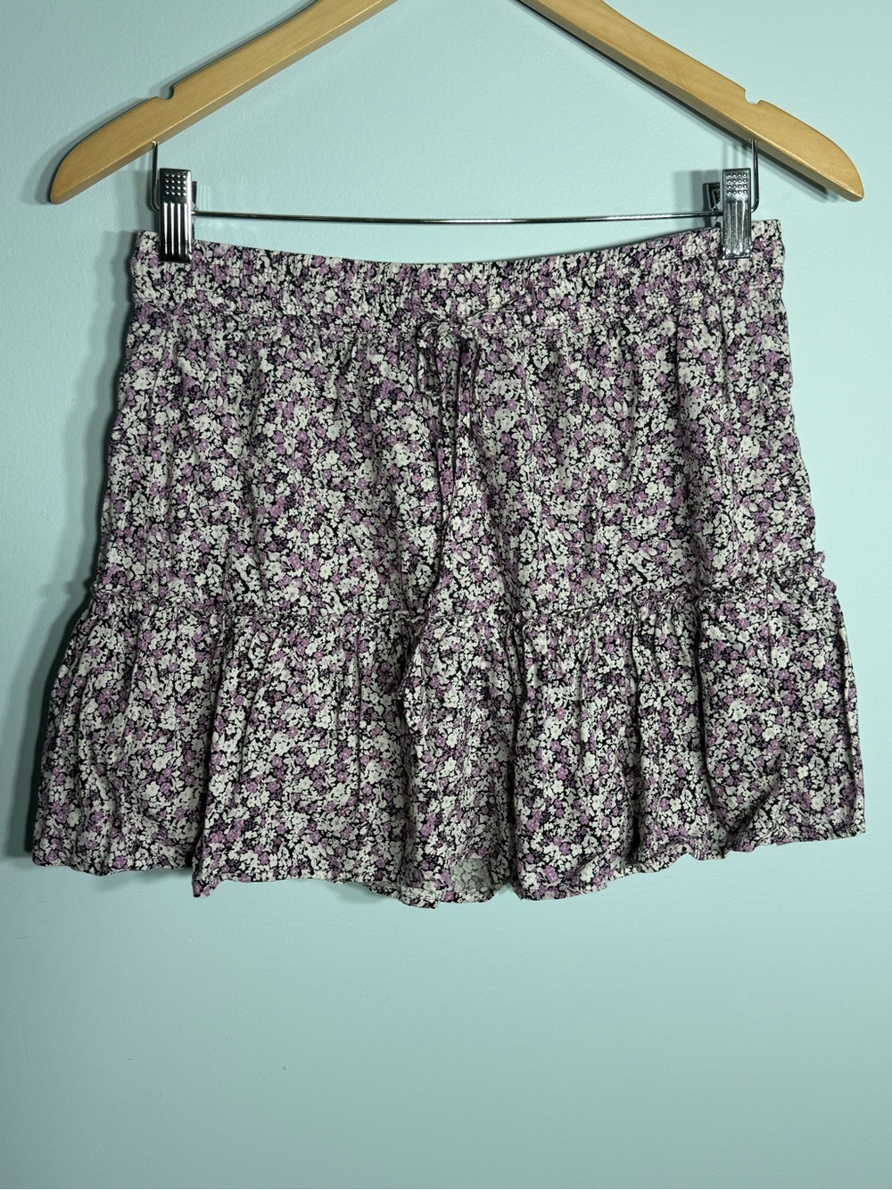 Zara Purple Floral Ruffle Skort – Women’s Size Large Boho Lightweight Skirt